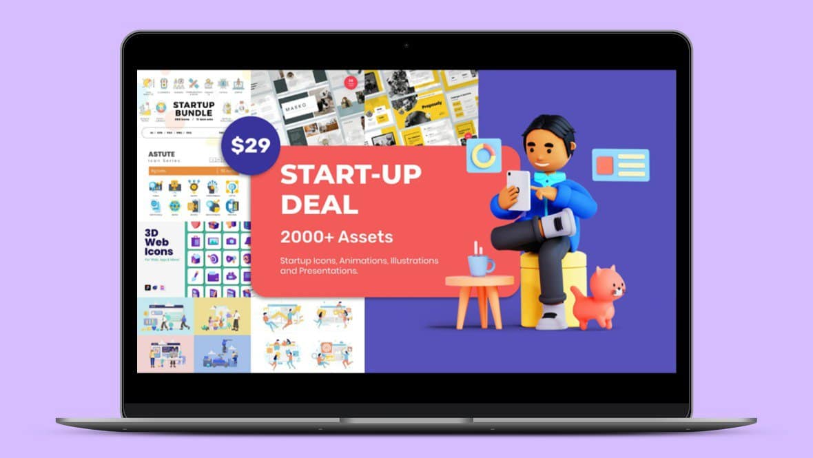 Startup Bundle: 2000+ Icons, Animations, Illustrations, Presentations Lifetime Deal