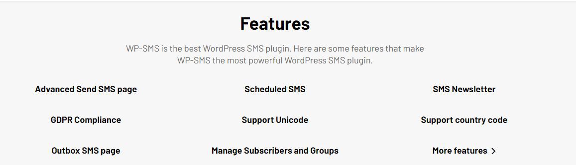 WP SMS Feature 1
