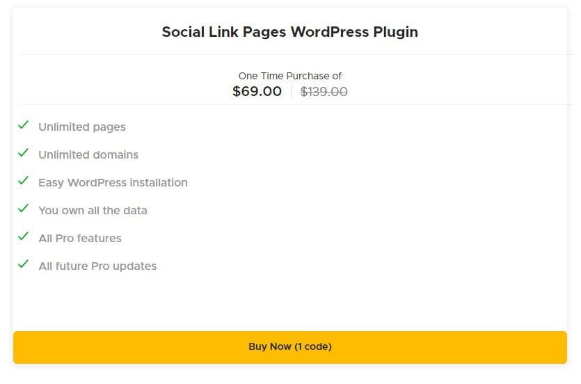 Social Link Pages WordPress Plugin deal term screenshot