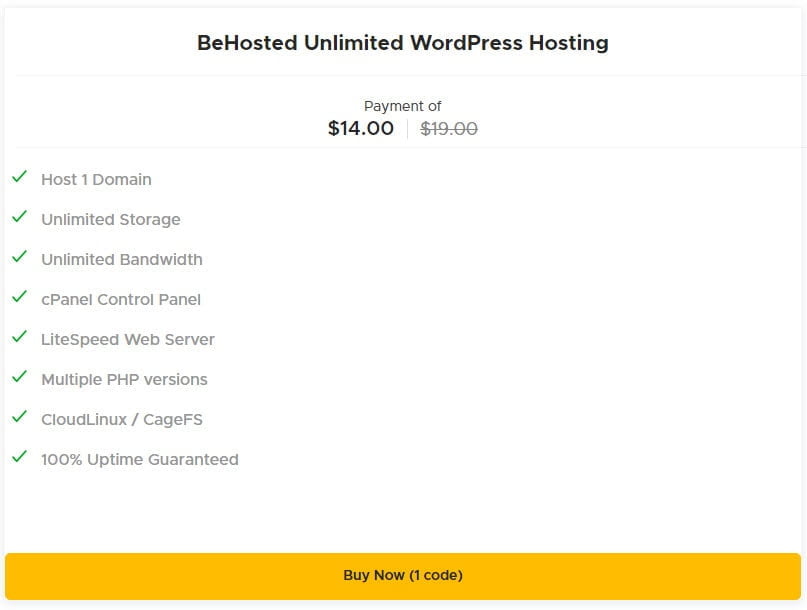 Behosted One Year Deal Image