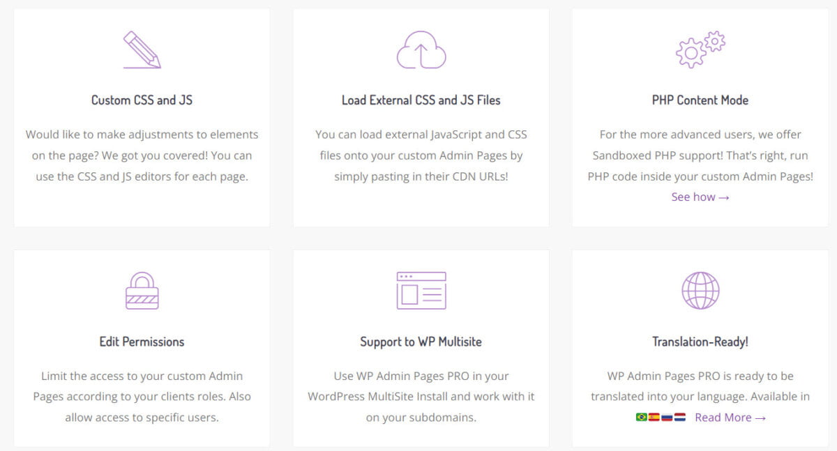 Wp Admin Pages Pro Features