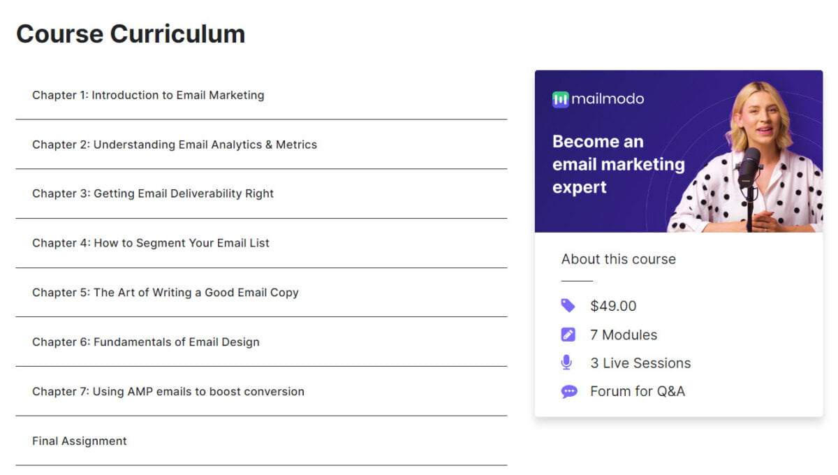 MailModo Email Course Curriculum