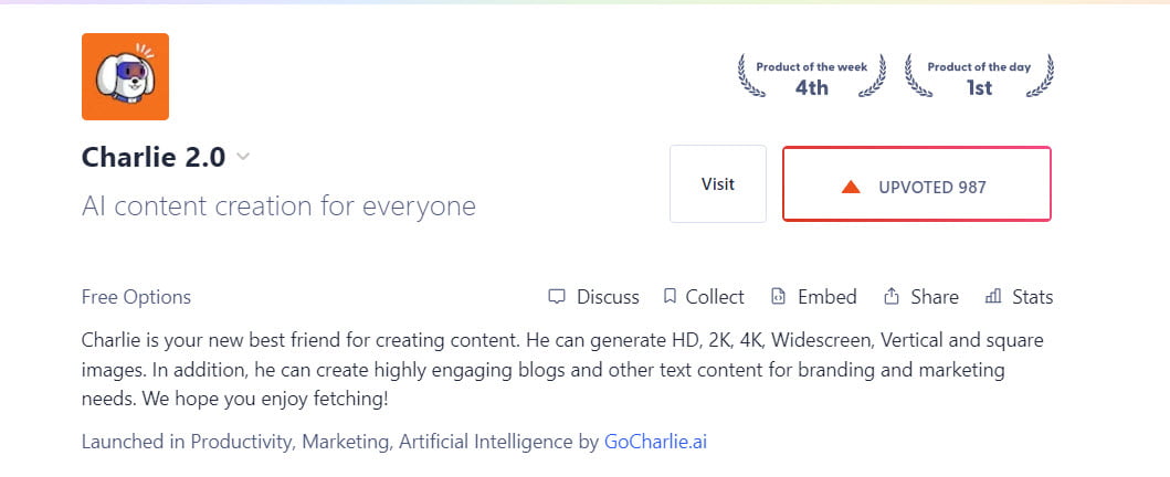 Gocharlie ProductHunt