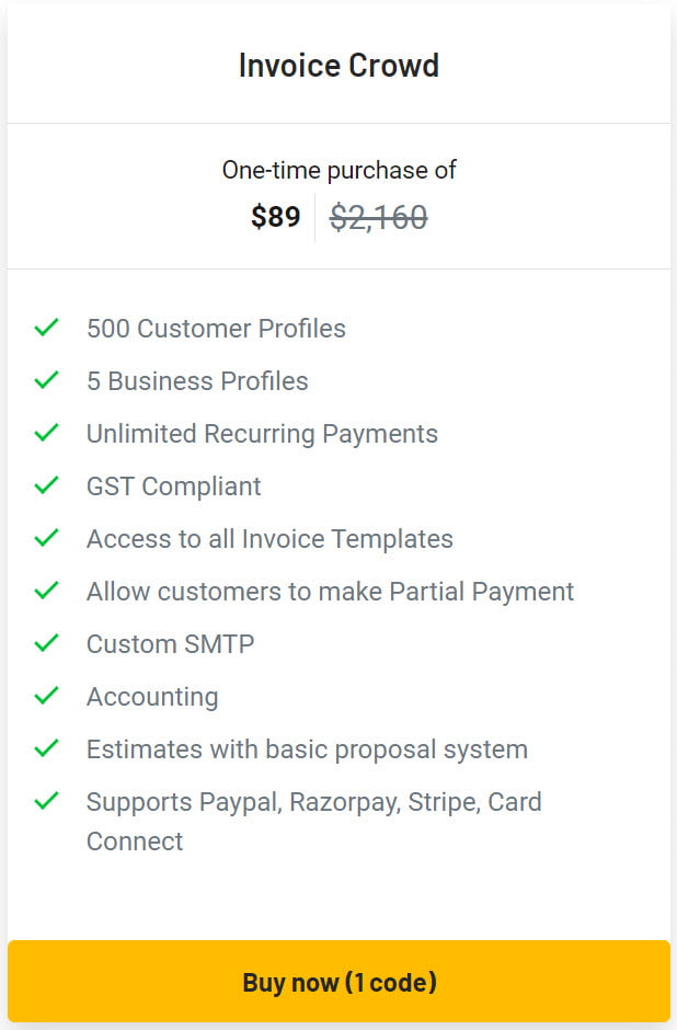 Invoice Crowd Lifetime Deal Pricing
