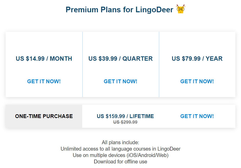 LingoDeer Lifetime Deal Pricing
