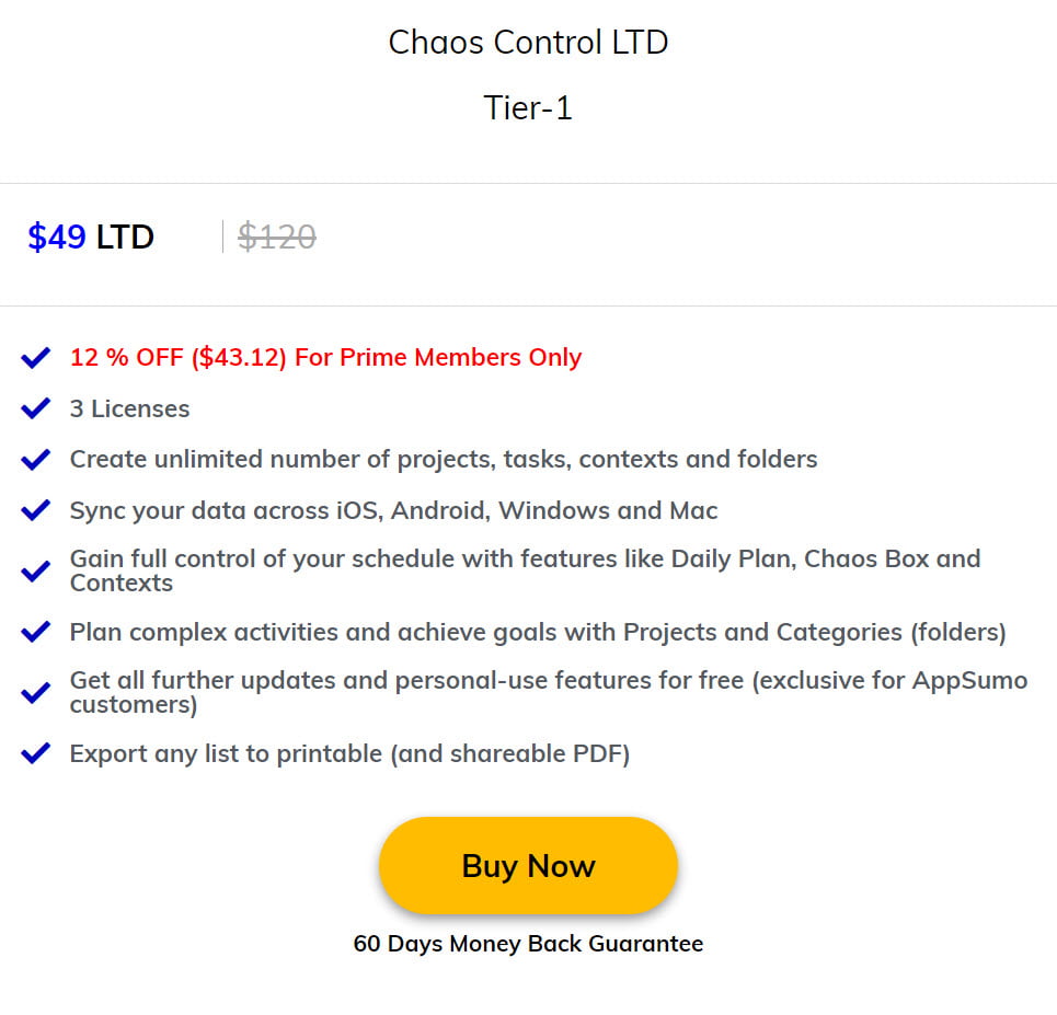 Chaos Control Lifetime Deal Pricing
