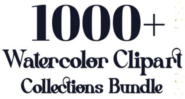 1000+ Watercolor Clipart Collection Lifetime Bundle Deal Logo