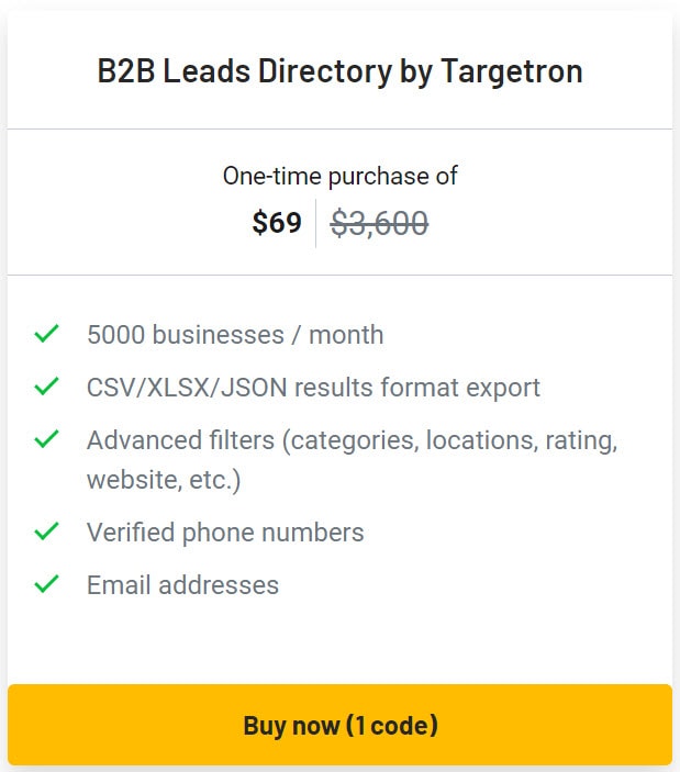 B2B Leads Directory Lifetime Deal Pricing