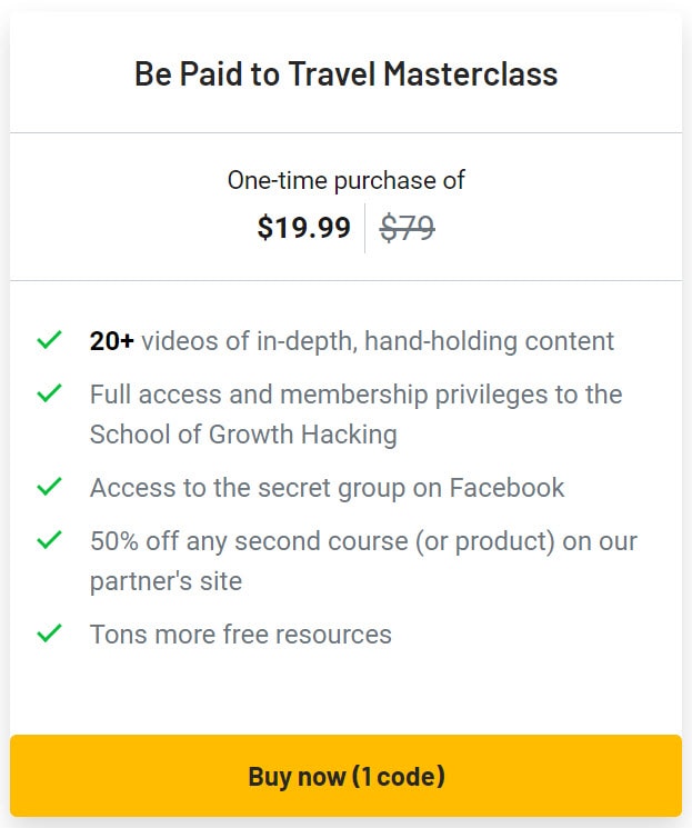 Be Paid To Travel Masterclass Lifetime Deal Pricing