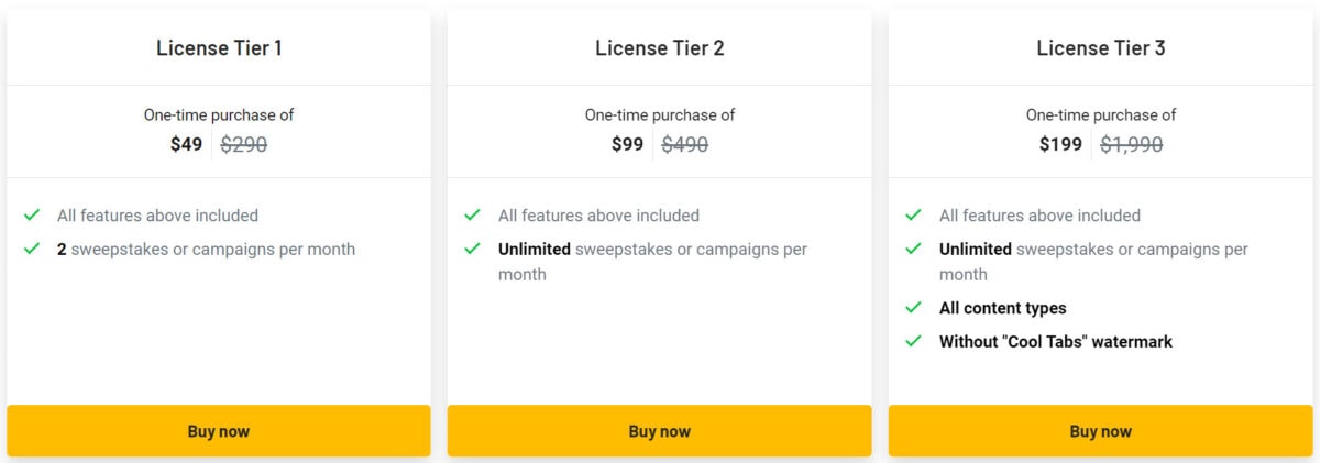 Cool Tabs Lifetime Deal Pricing