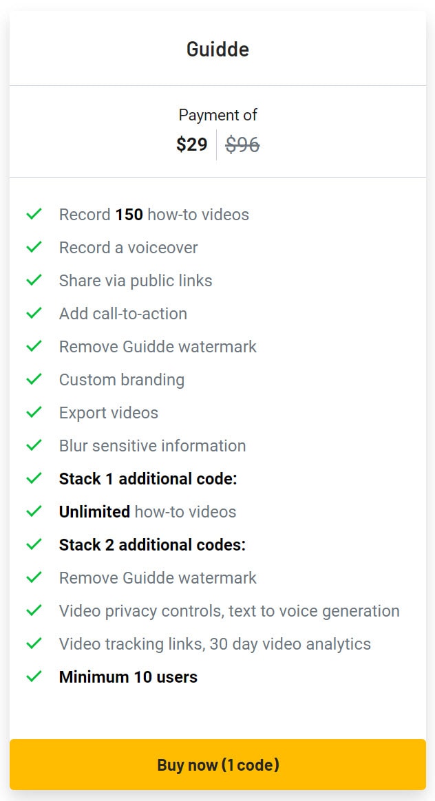 Guidde One-Year Deal Pricing