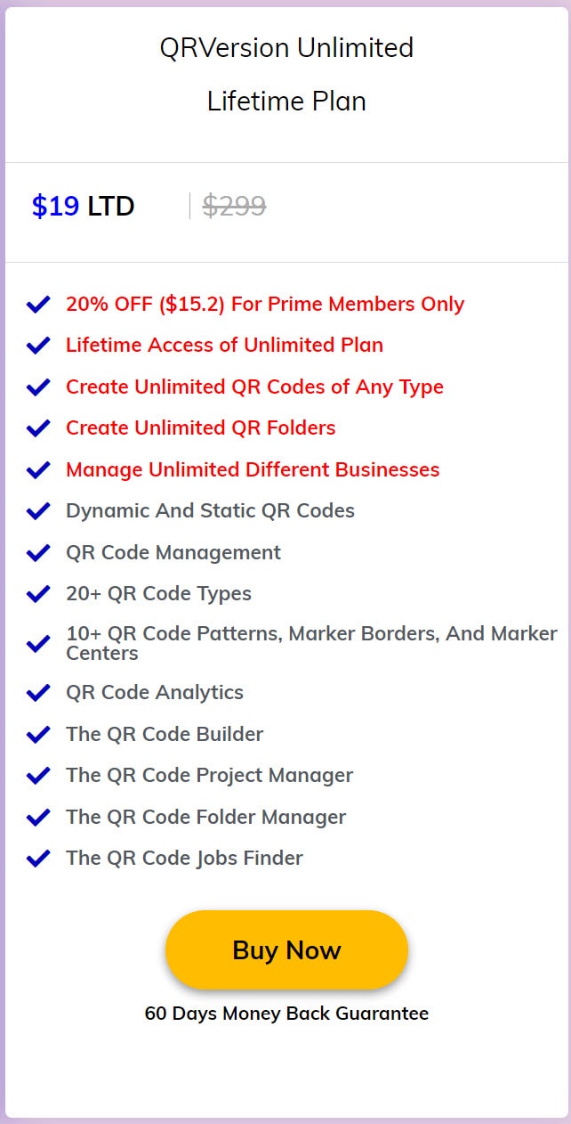 QrVersion Lifetime Deal Pricing