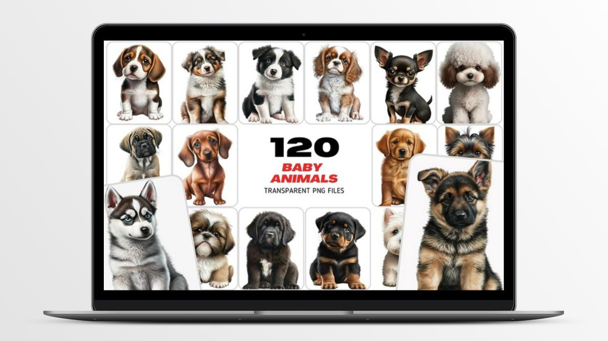120 Png Sublimation Puppies Bundle Lifetime License Image