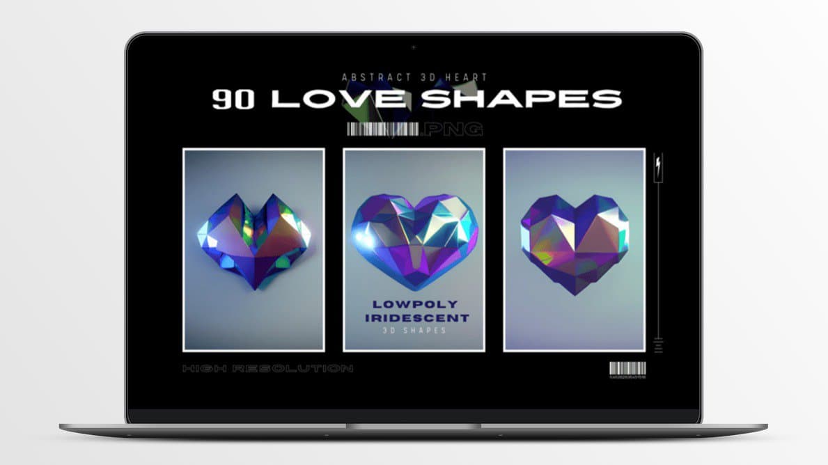 3D Love Shapes – Iridescent Heart | Lifetime License