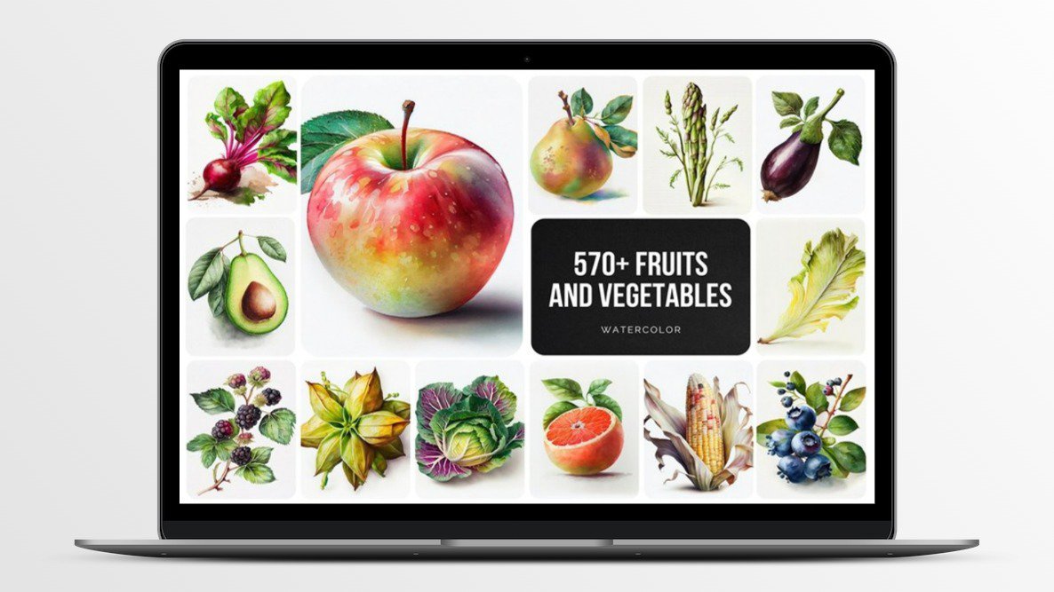 570+ Fruits & Vegetables Illustrations Bundle | Lifetime License
