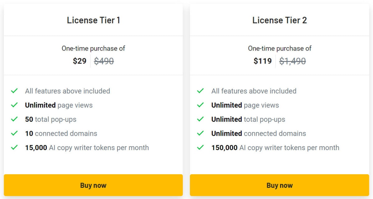 Popup Hero Lifetime Deal Pricing