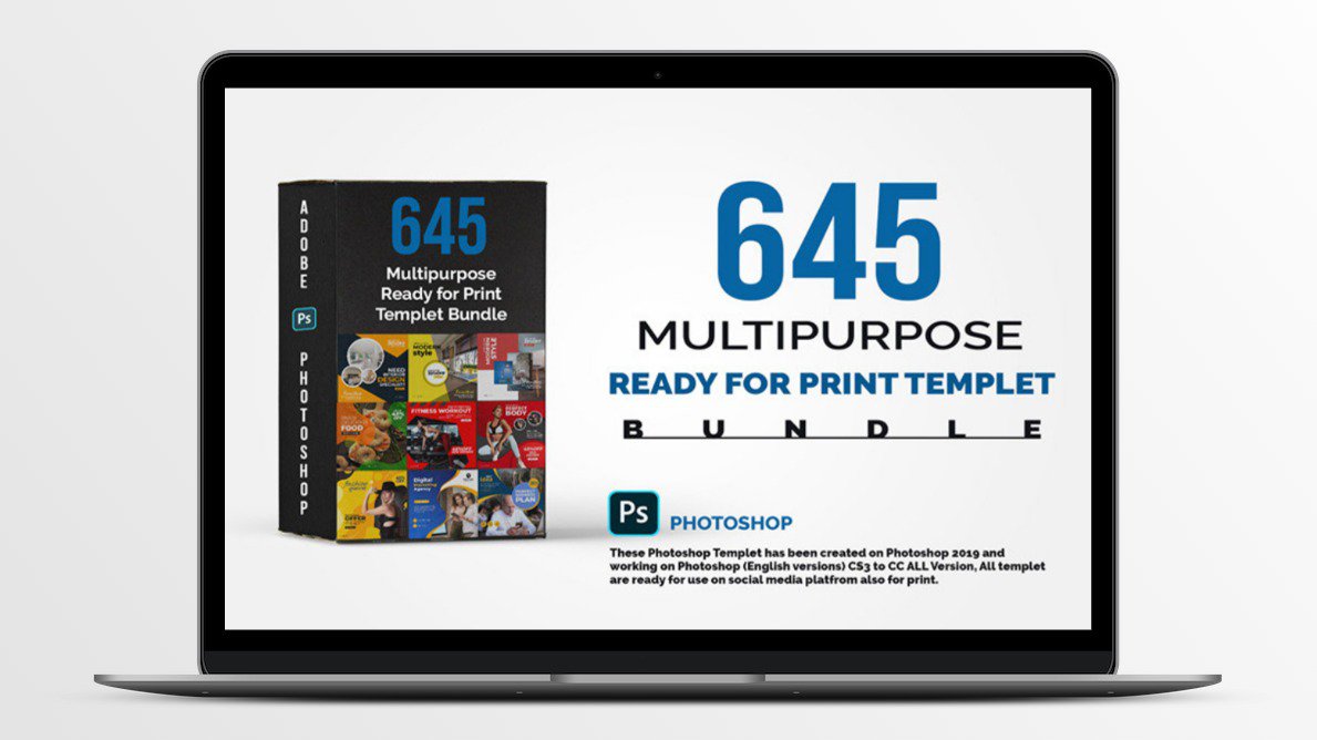 645 Multipurpose Photoshop Templates Bundle Lifetime License Image