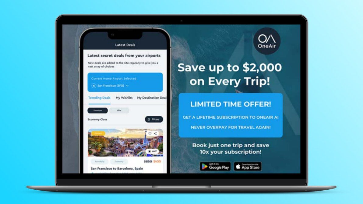OneAir Lifetime Deal,  | Save on Flights, Hotels, Car Rentals & More!