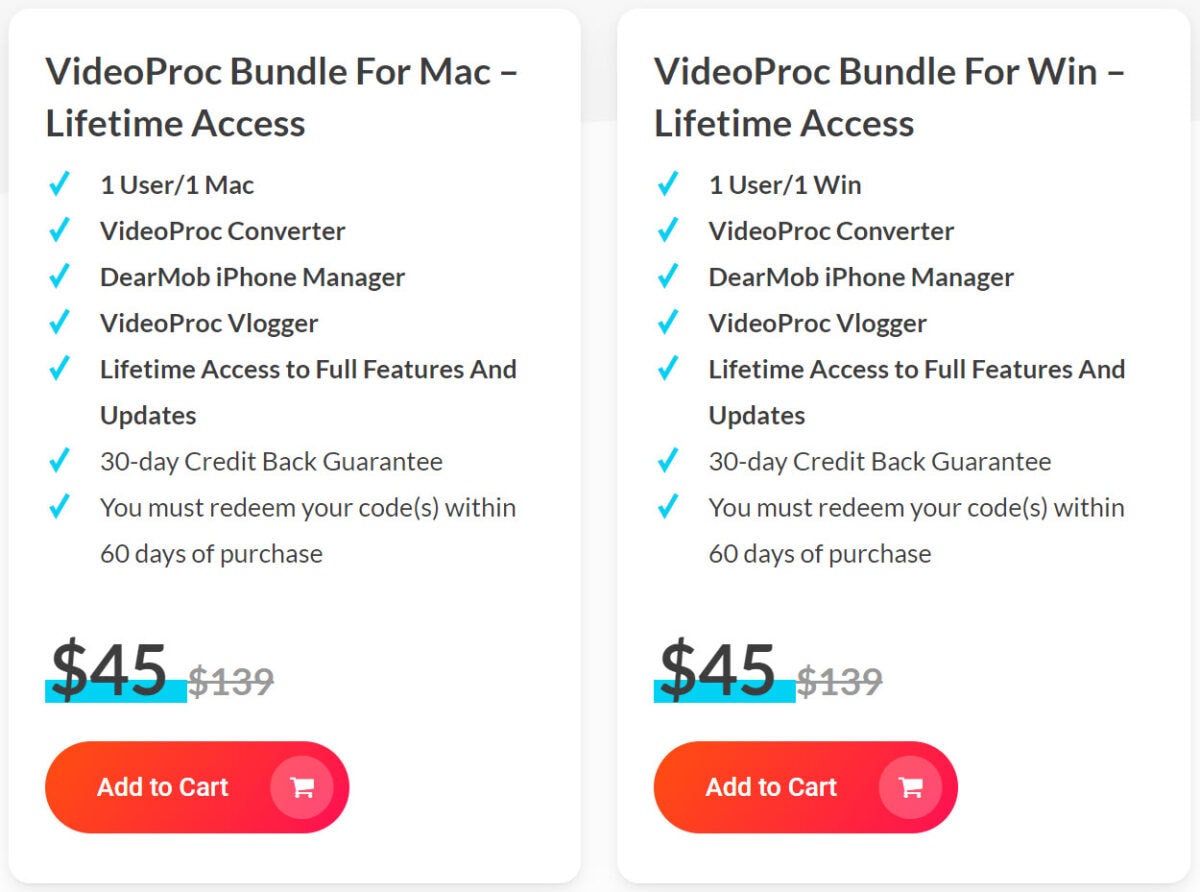 Videoproc Lifetime Deal Pricing