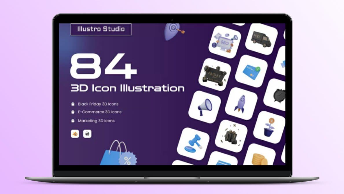 84 Ultimate 3d Icon Illustrations Bundle Lifetime License Image