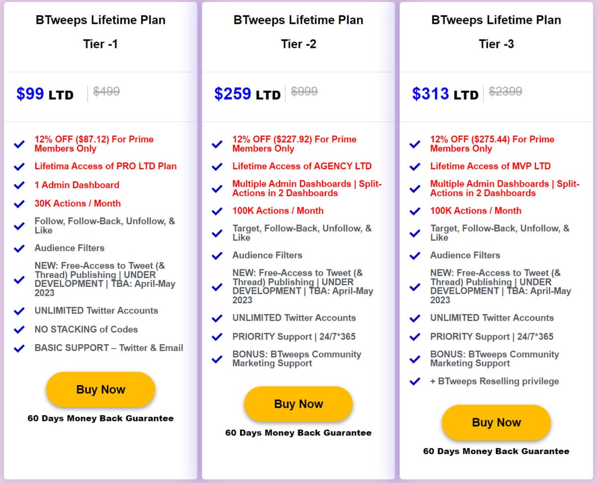 Btweeps Lifetime Deal Pricing