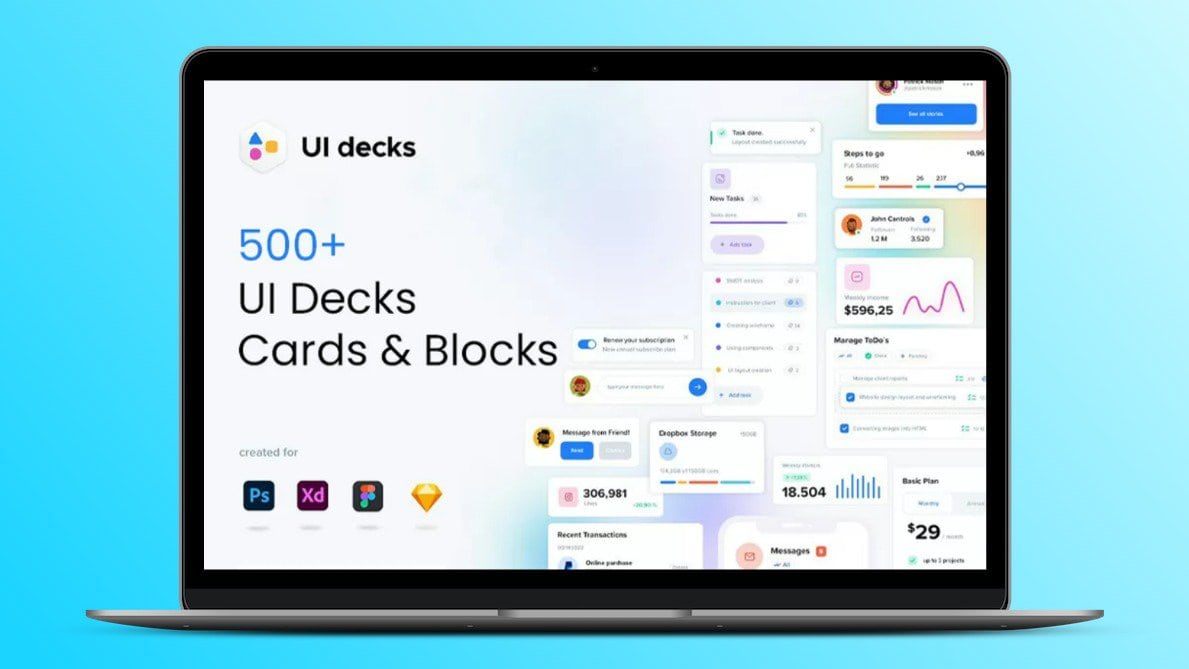 500+ UI Decks – Cards And Blocks | Lifetime License