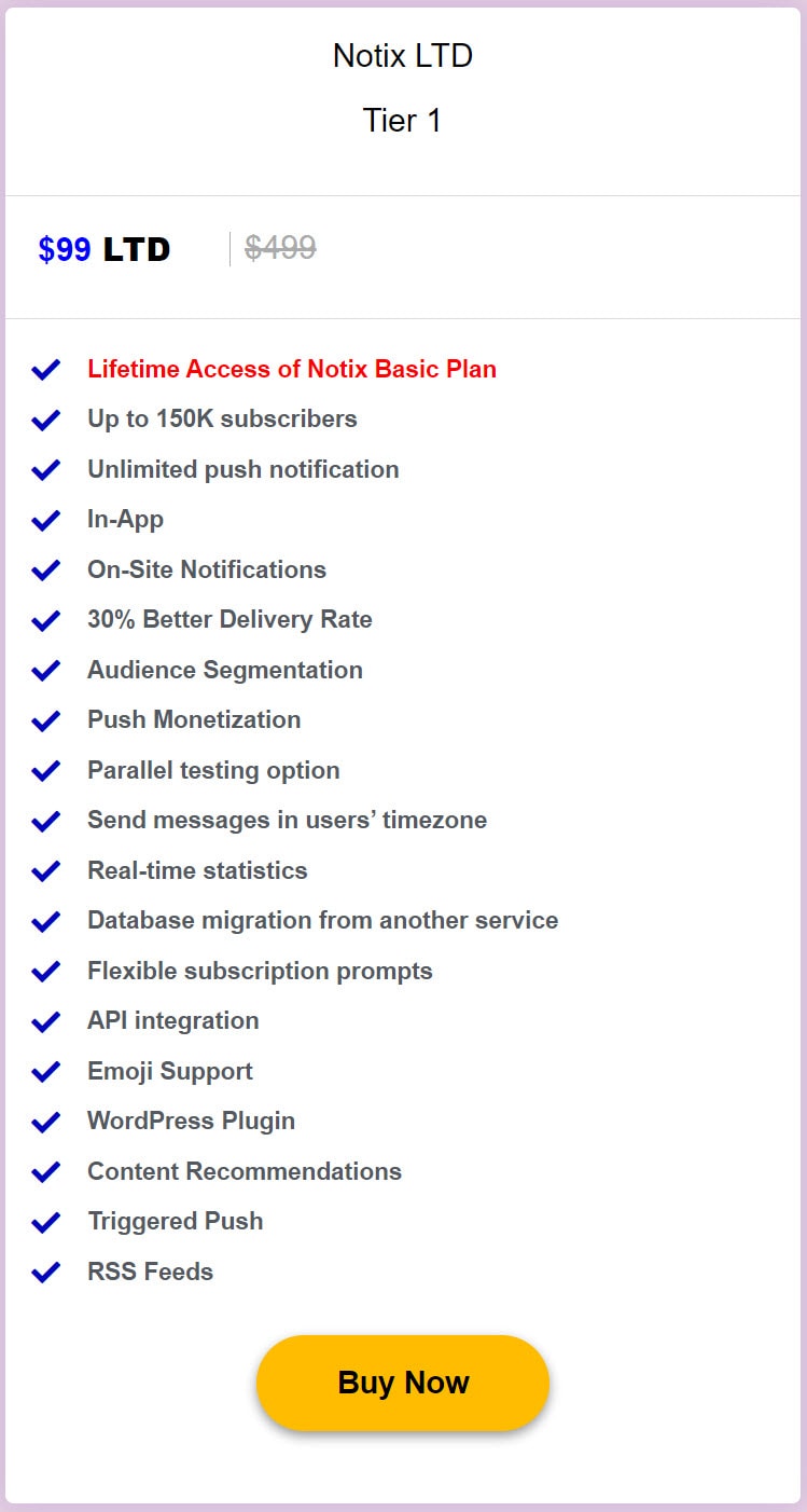 Notix Lifetime Deal Pricing