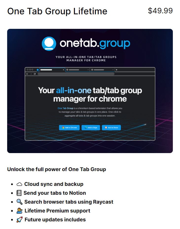 One Tab Group Pricing Plan I
