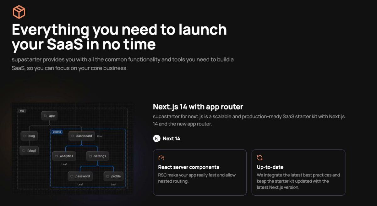 Supastarter Nex.js Starter Kit Features
