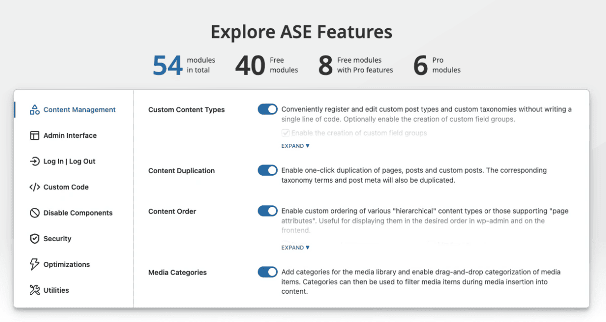 Wp Ase Pro Features