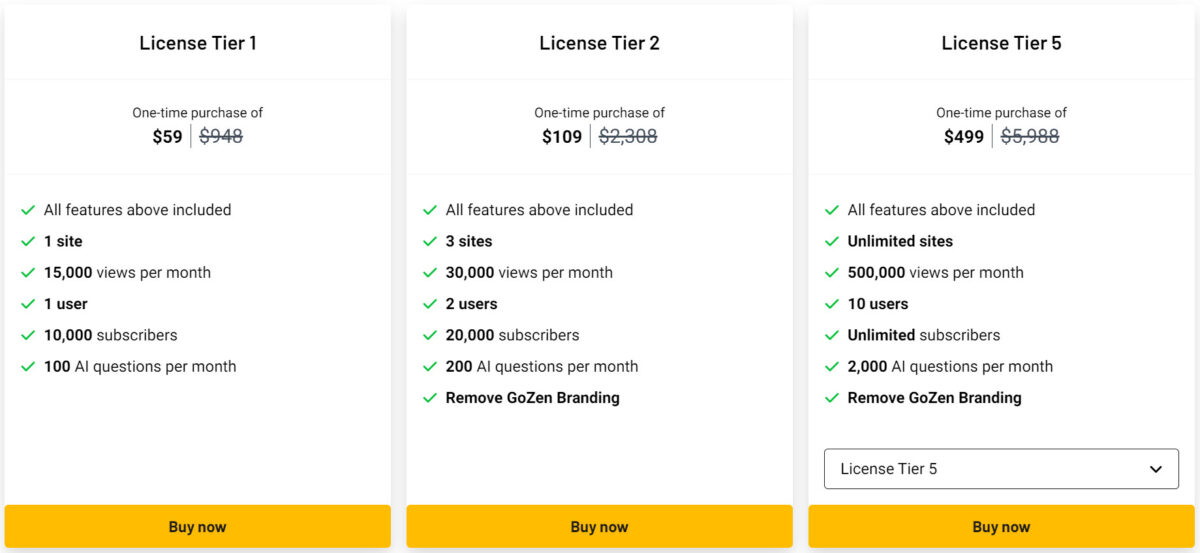 Gozen Engage Lifetime Deal Pricing