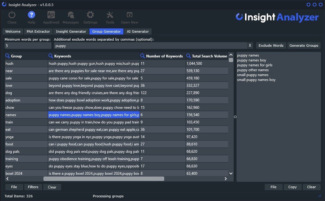 Insight Analyser Software Screenshot