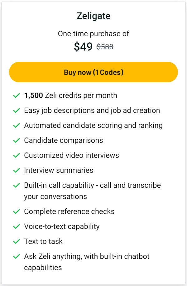 Zeligate Lifetime Deal Pricing