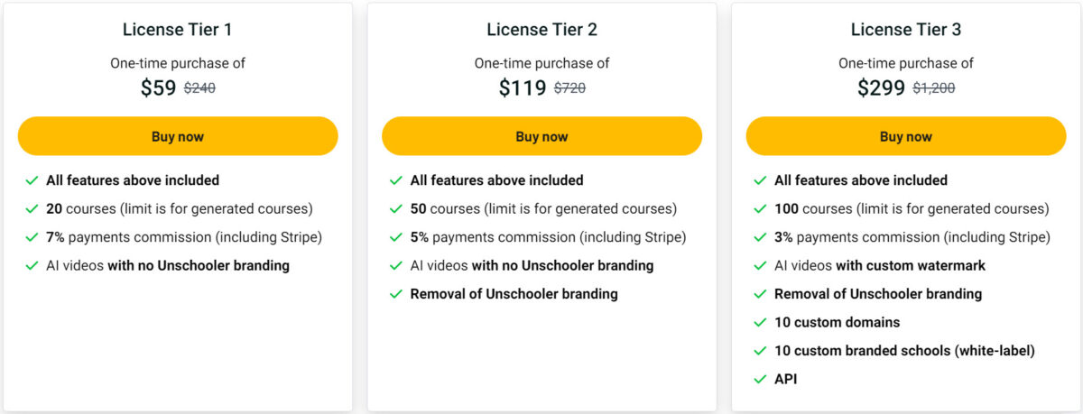 Unschooler Lifetime Deal Pricing Ii
