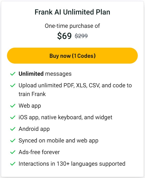 Frank Ai Lifetime Deal Pricing