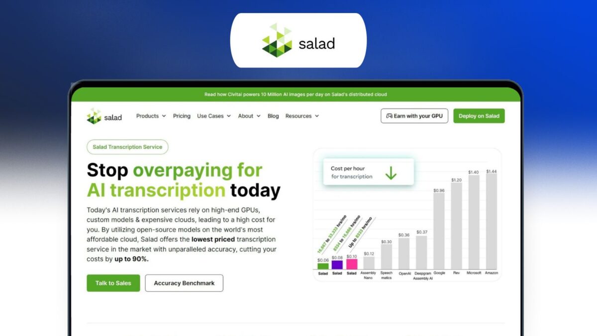Salad Transcription Lifetime Deal Image