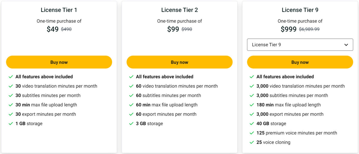 Translate.video Lifetime Deal Pricing