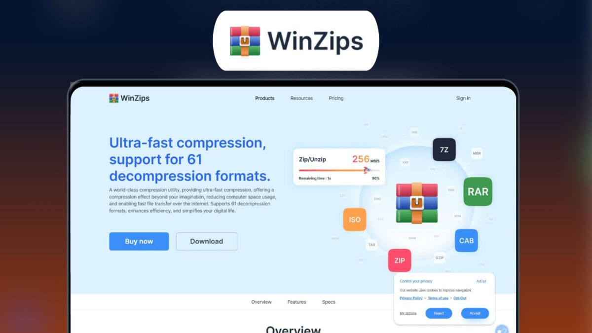 Winzips Lifetime Deal Image