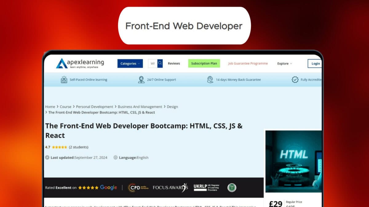 Front End Web Developer Course Image