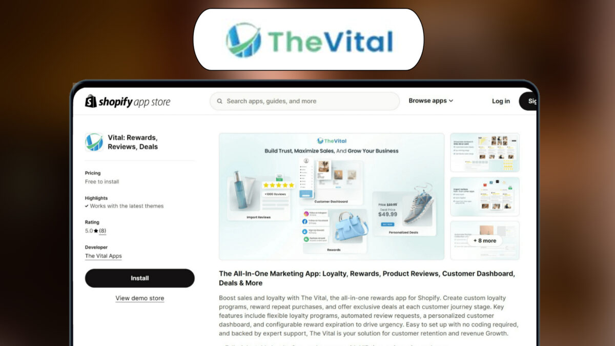 The Vital Shopify App Lifetime Deal Image