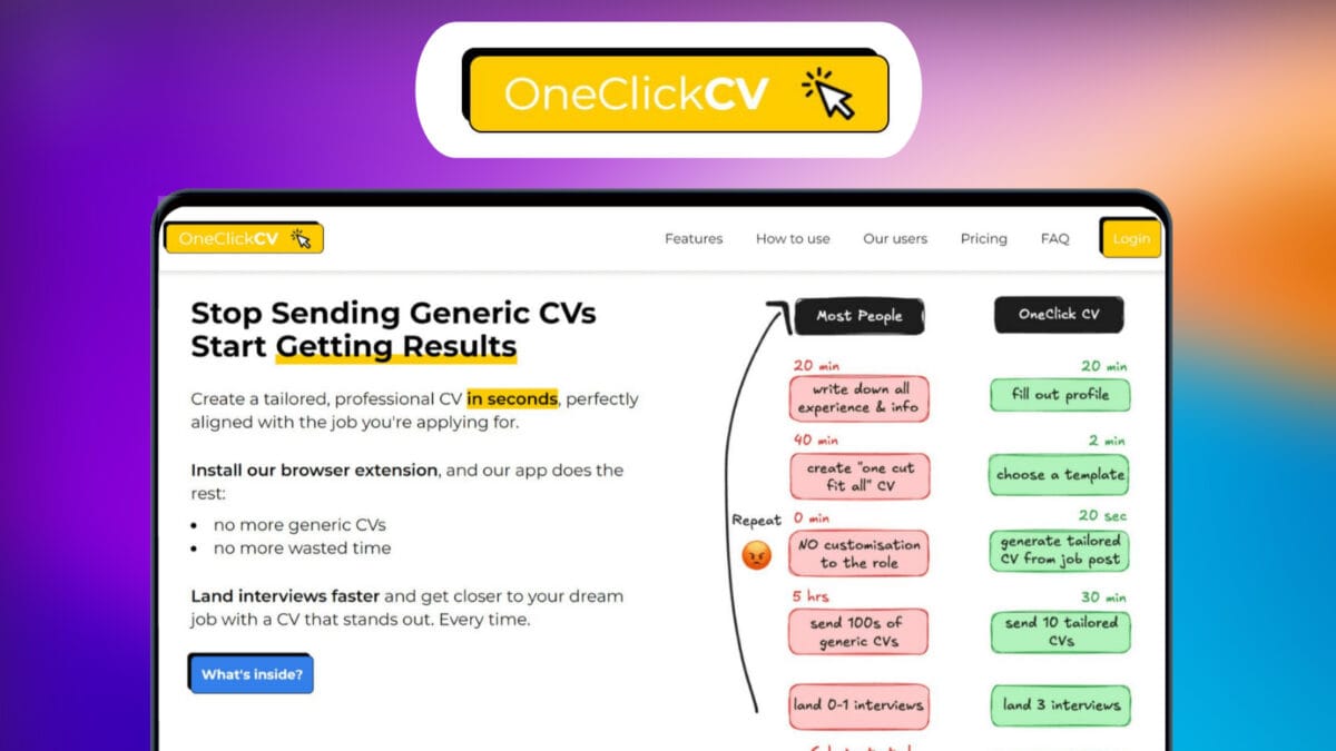 Oneclickcv Lifetime Deal Image