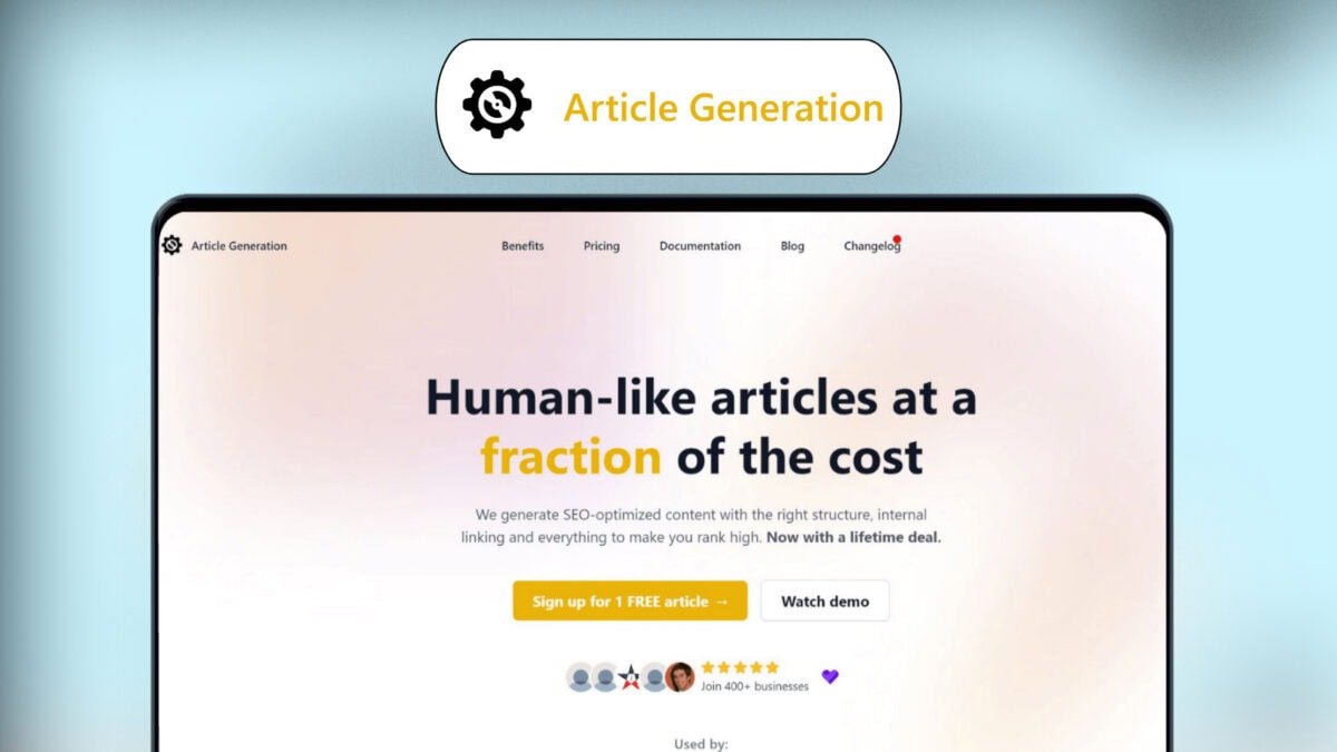 Article generation lifetime deal image
