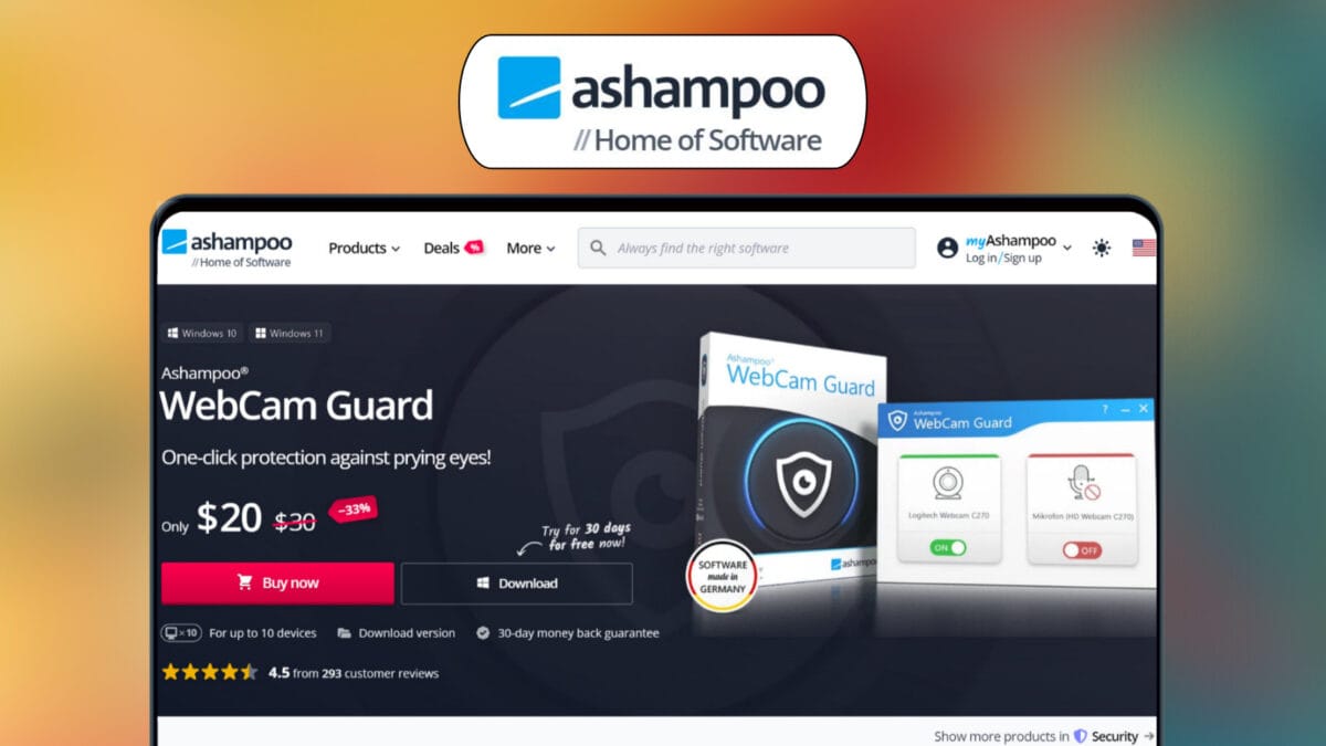 Ashampoo® WebCam Guard Lifetime Deal 🎯 Instant Webcam & Mic Privacy Control