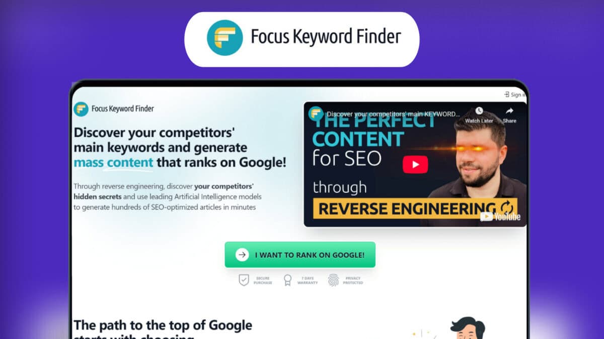 Focus keyword finder lifetime deal image