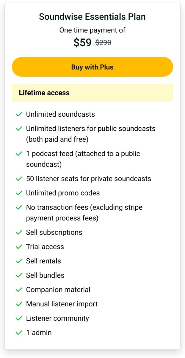 Soundwise deal pricing a