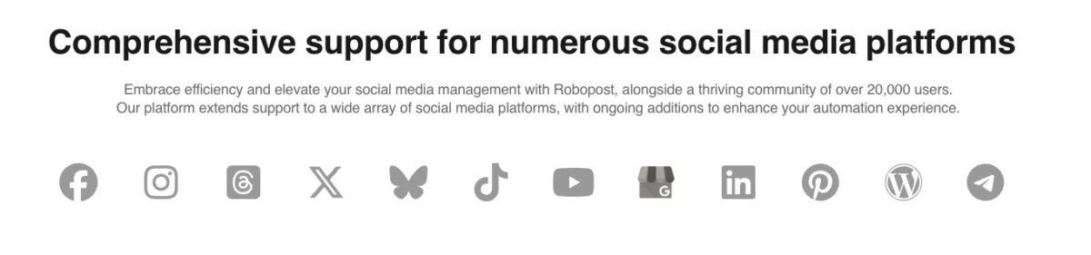 Robopost social media support list